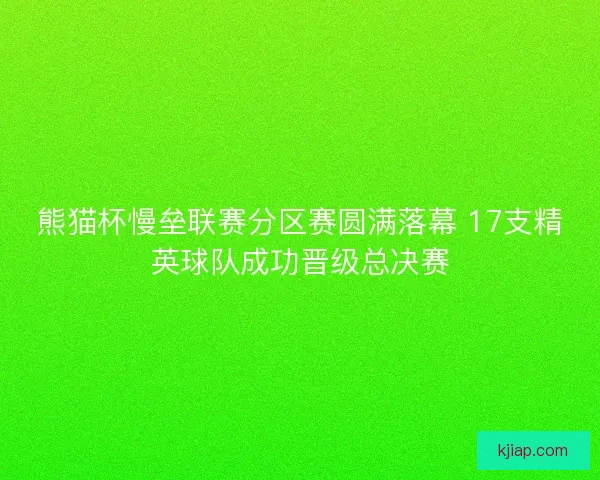 熊猫杯慢垒联赛分区赛圆满落幕 17支精英球队成功晋级总决赛